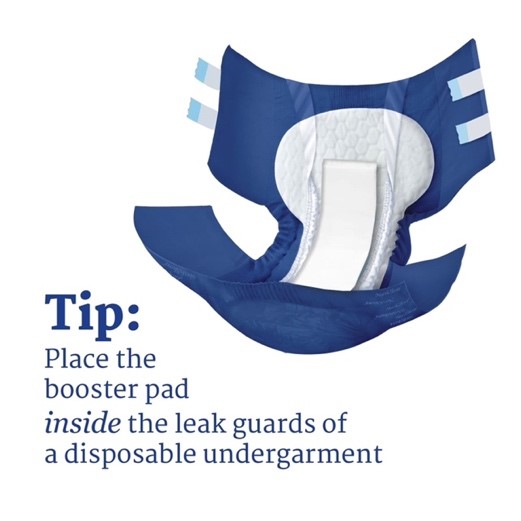 Tip for inserting a booster pad inside an adult diaper